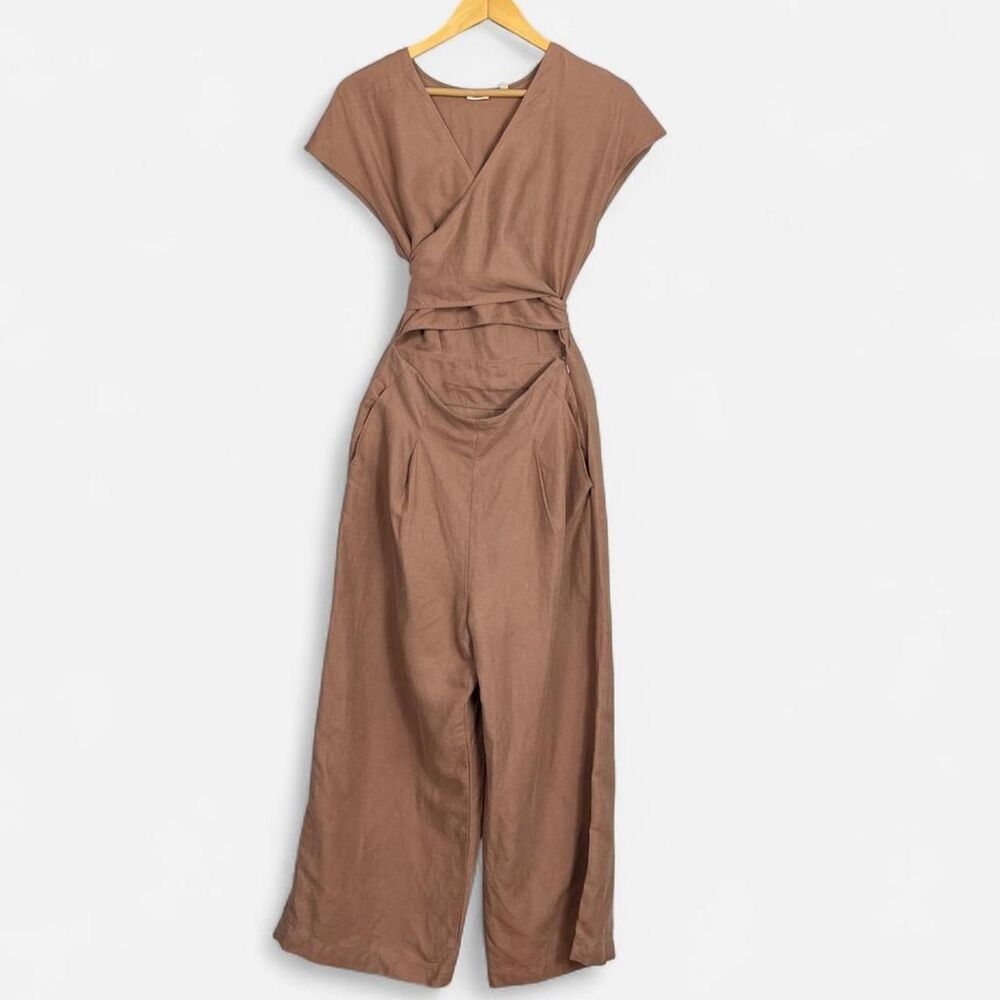 Wilfred Womens Wrap/Wide Leg Jumpsuit Sz. 6 Cotton/Linen Boho Minimalist 90s - Picture 2 of 8